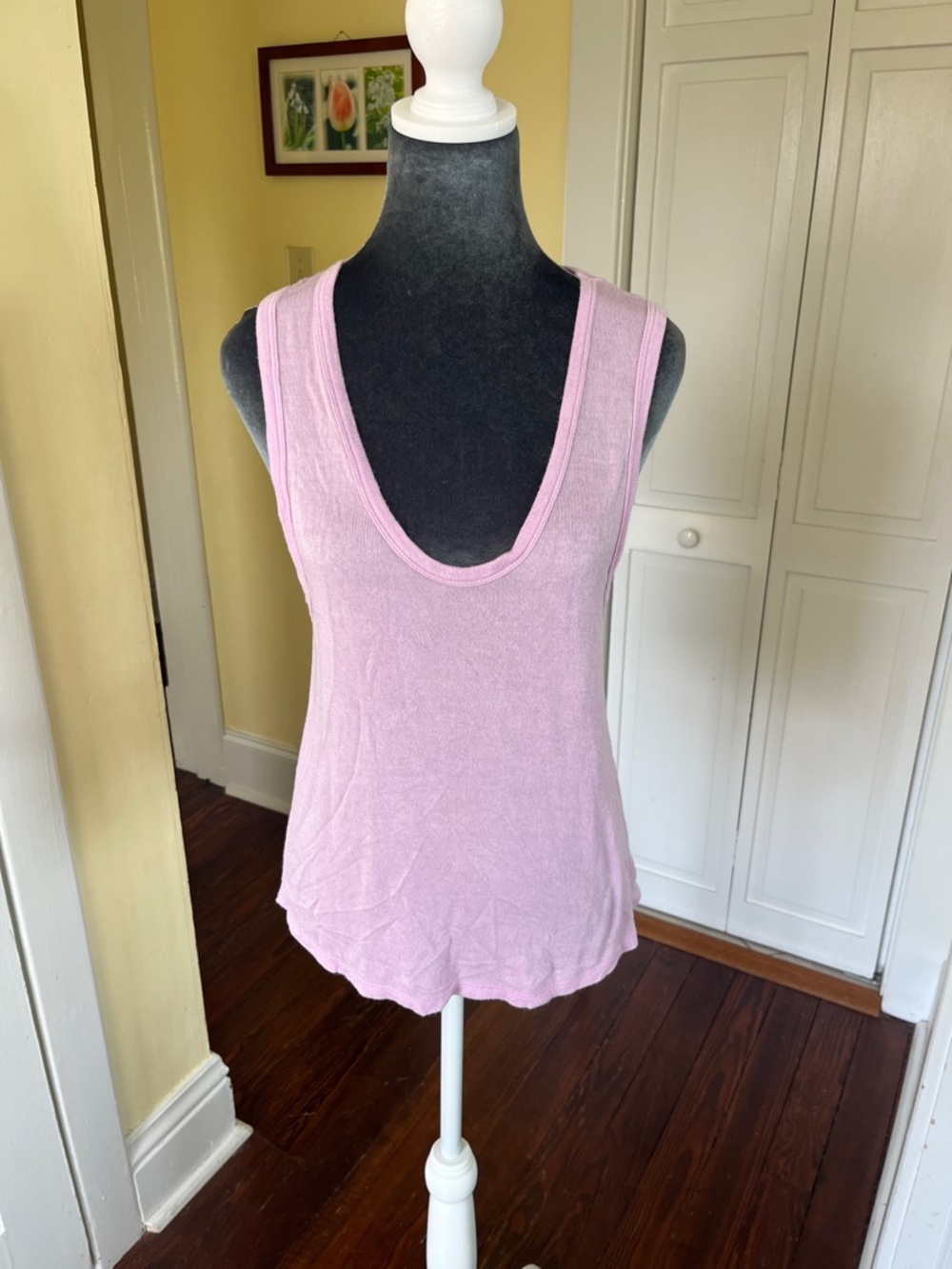 FREE PEOPLE Scoop Neck Knit Tank Top in Light Pink